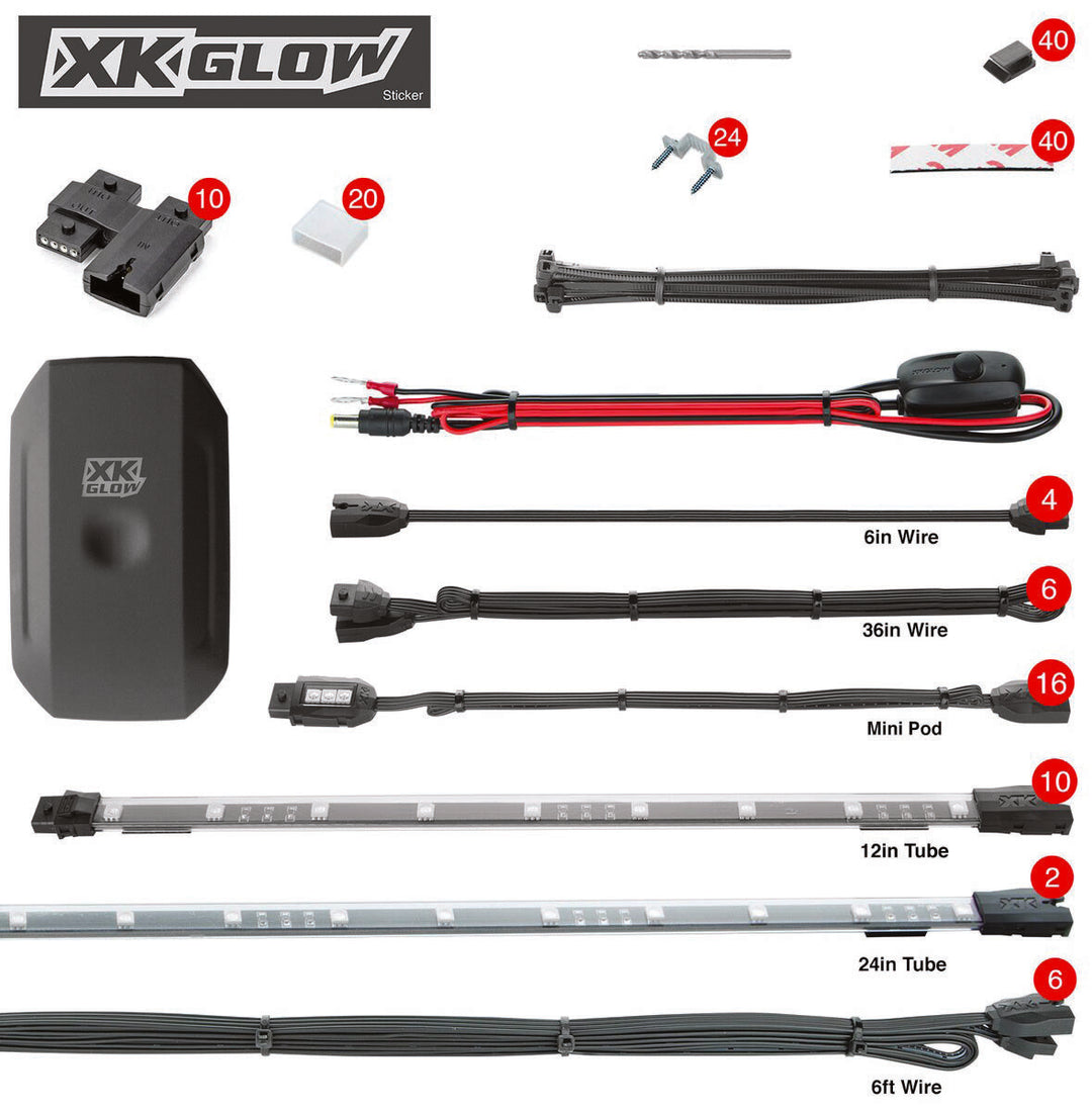 XK Glow XKchrome RGB UTV LED Accent Light Kit - 28 Piece Standard