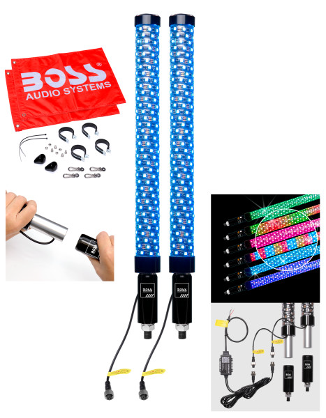 BOSS Audio Bluetooth 2 in FAT LED Whips - Pair