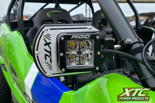 XTC SIX12 Billet UTV Side Mirrors with RIGID LED Light and Amber Backlight - Pair