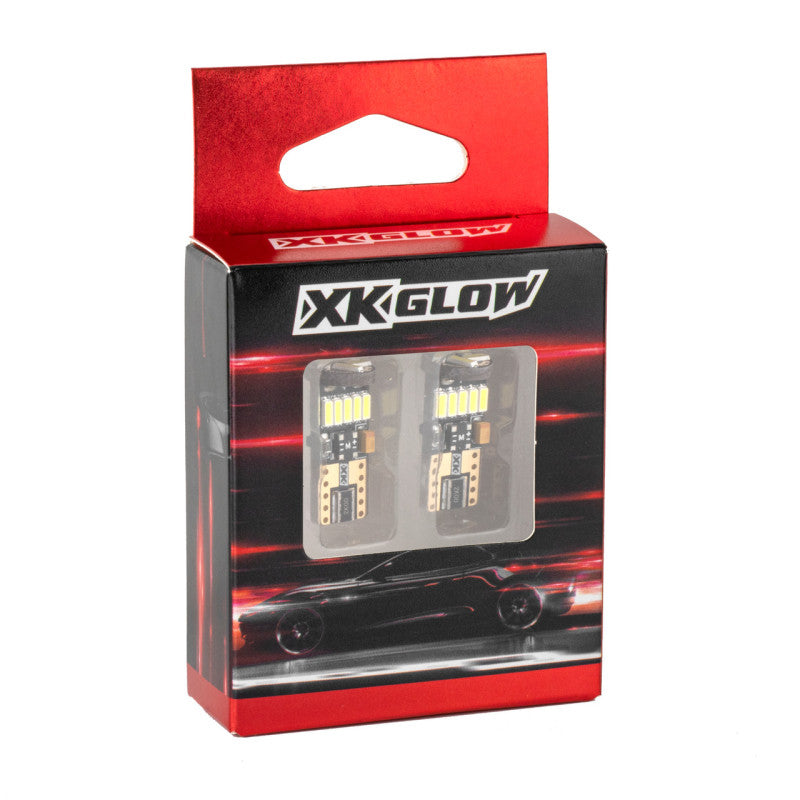 XK Glow Amber T10 194 Error Free Ultra Bright LED Bulb 2pc Set w/Built-in Canbus