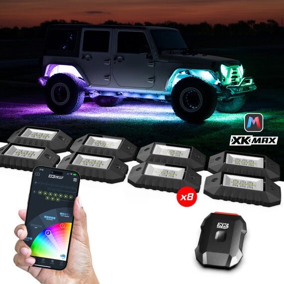 XK Glow XKMax RGBW Rock Light Kit - 8 Piece