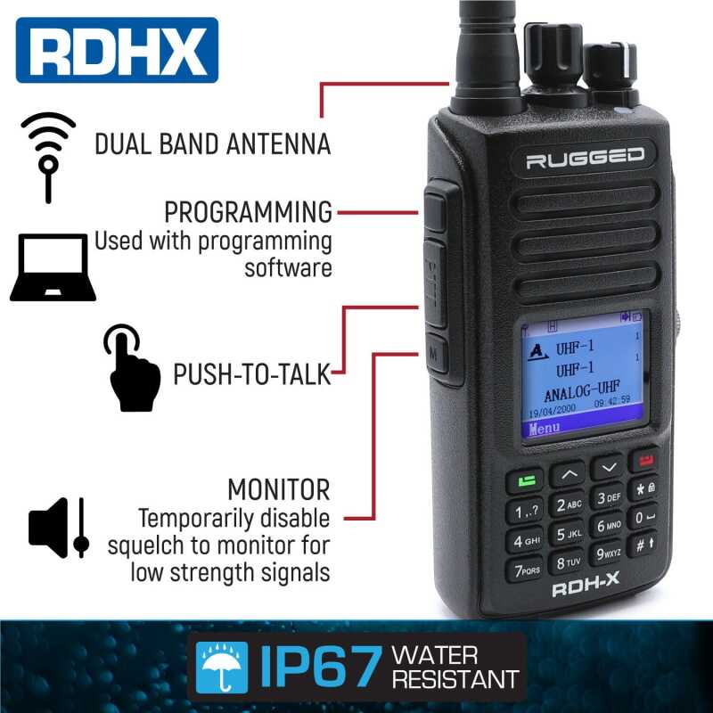 Rugged Radios RDH-X Waterproof Business Band Handheld Radio - Safety Yellow