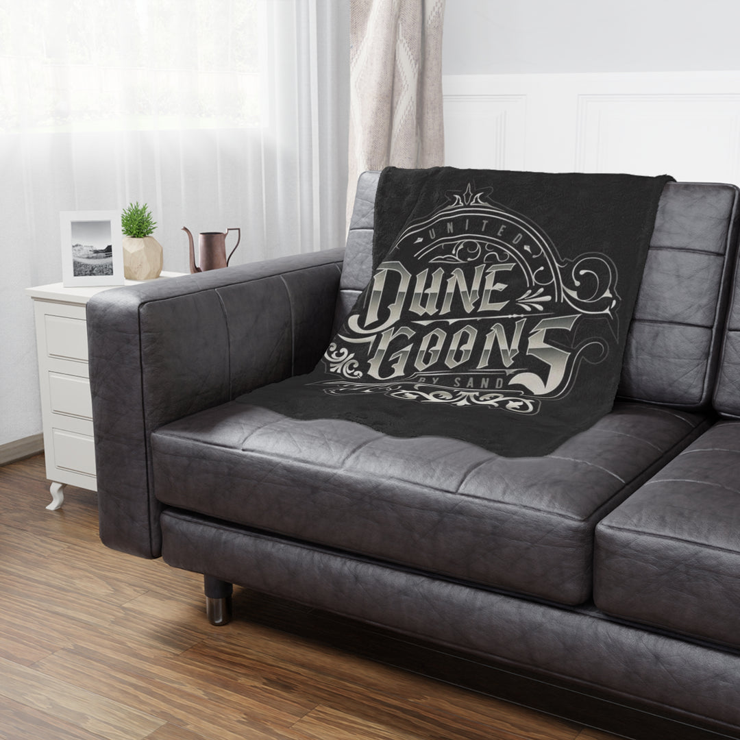 Minky Blanket — 'Dune Goons by Sand' Vintage Gothic Badges Plush Throw