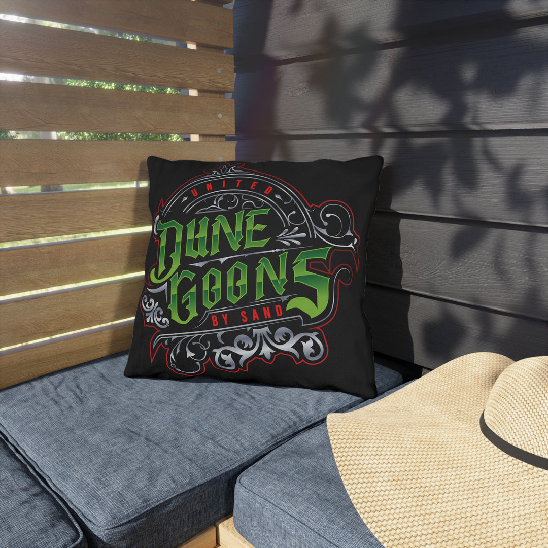 Dune Goons Outdoor Pillow — Bold Green Vintage Surf/Beach Accent