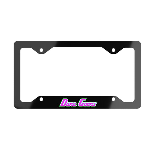 Dune Goons Metal License Plate Frame — Neon Retro Logo Car Accent