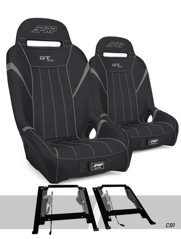 PRP Seats PRP GT3 Suspension Seats Kit for Can-Am Maverick X3 (Pair) - Black & Gray