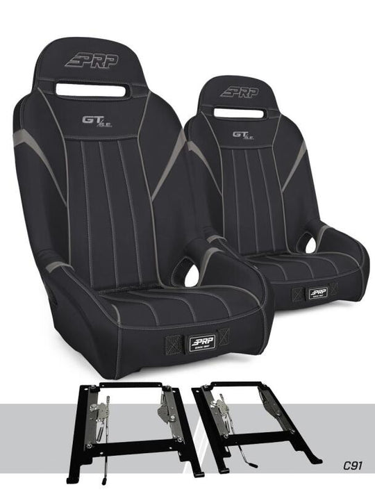 PRP Seats PRP GT3 Suspension Seats Kit for Can-Am Maverick X3 (Pair) - Black & Gray