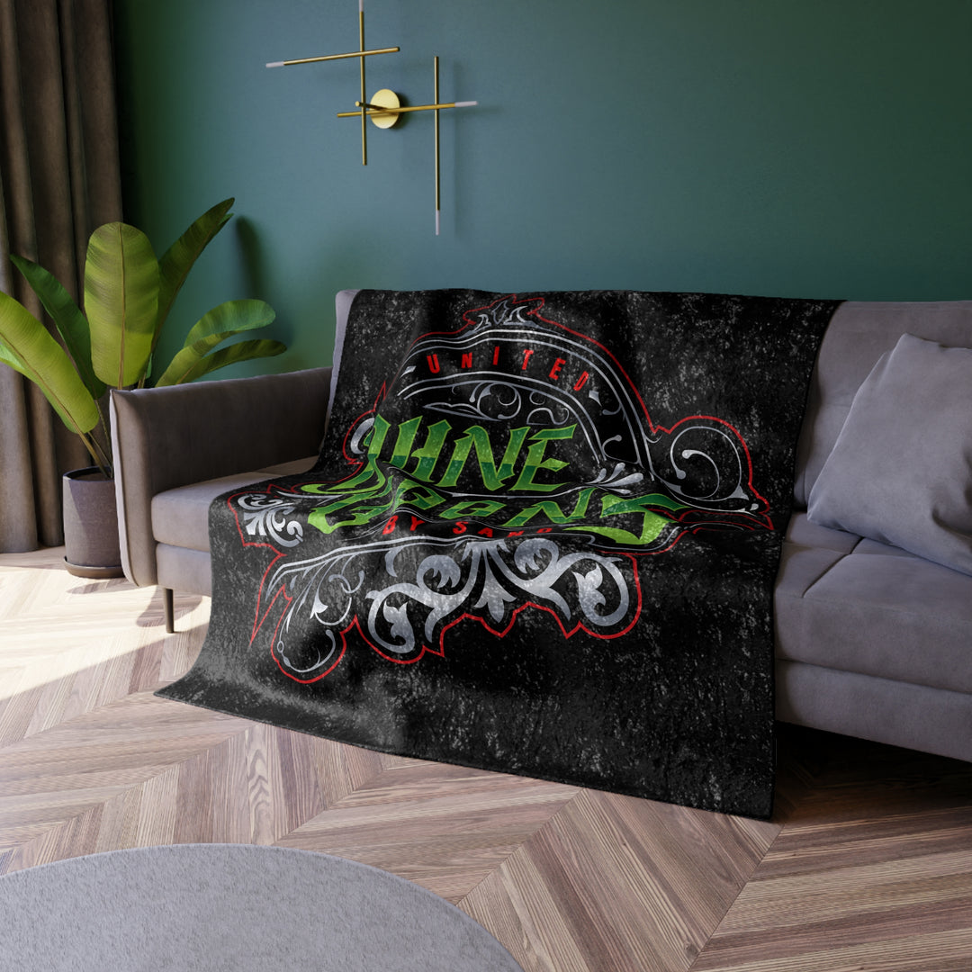 Crushed Velvet Blanket - 'Dune Goons' Gothic Neon Logo Throw