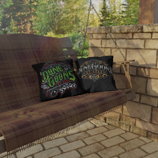 Dune Goons Outdoor Pillow — Bold Green Vintage Surf/Beach Accent