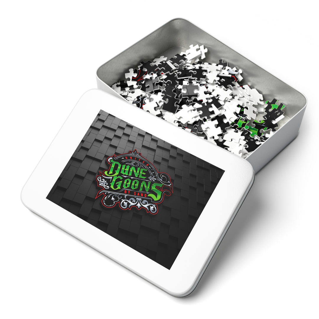 Dune Goons Logo Jigsaw Puzzle with Tin — Dark Graphic Puzzle for Gamers & Collectors