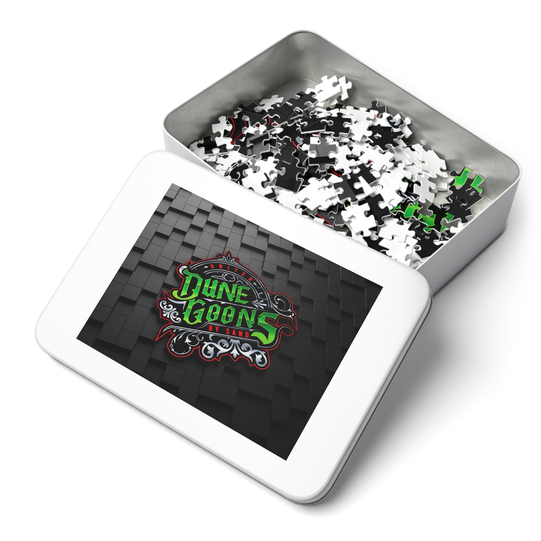 Dune Goons Logo Jigsaw Puzzle with Tin — Dark Graphic Puzzle for Gamers & Collectors