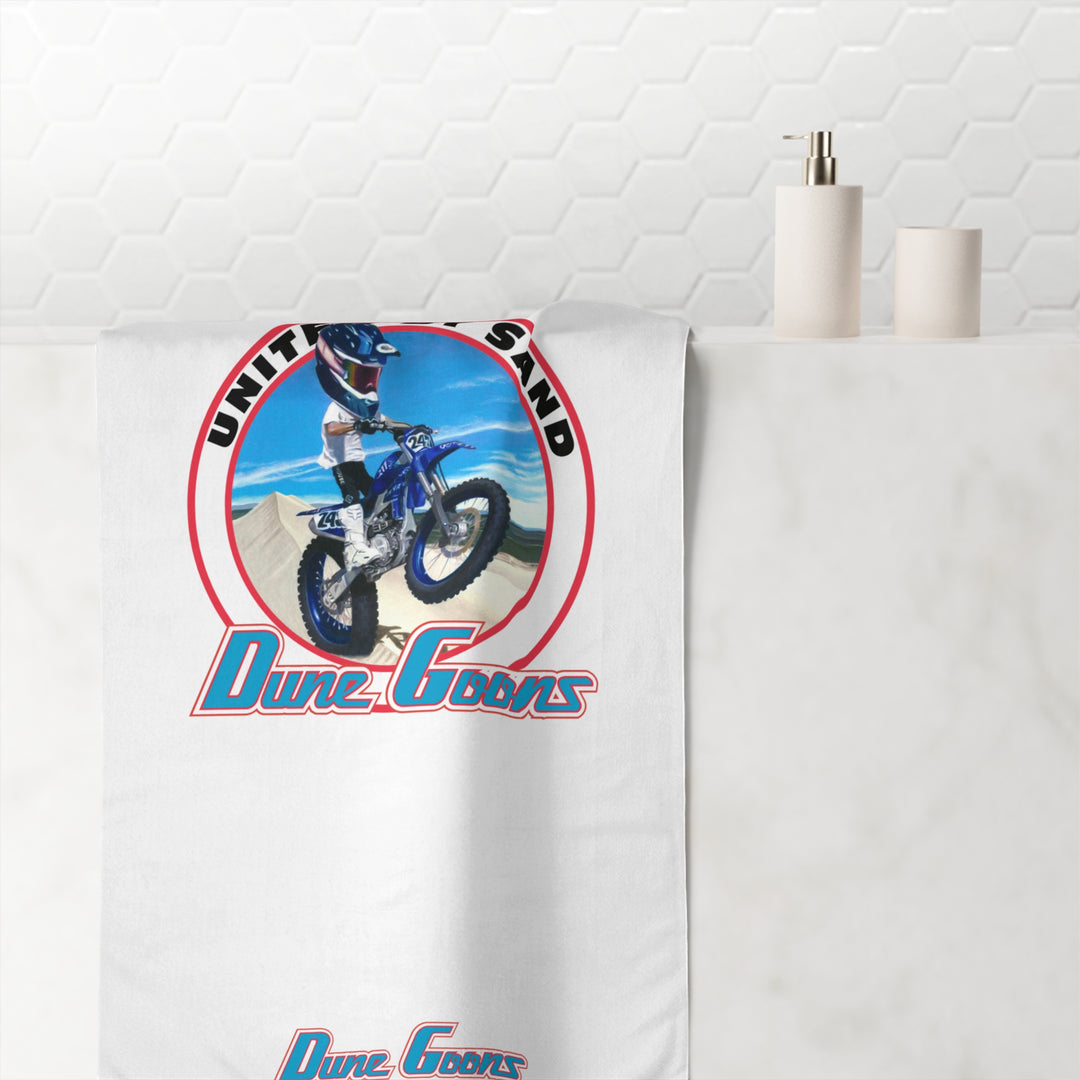 Dune Goons Motocross Beach Towel — "United By Sand" Bike Graphic