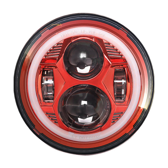 Hydrus 7" LED Headlight with Amber/White Halo - Red