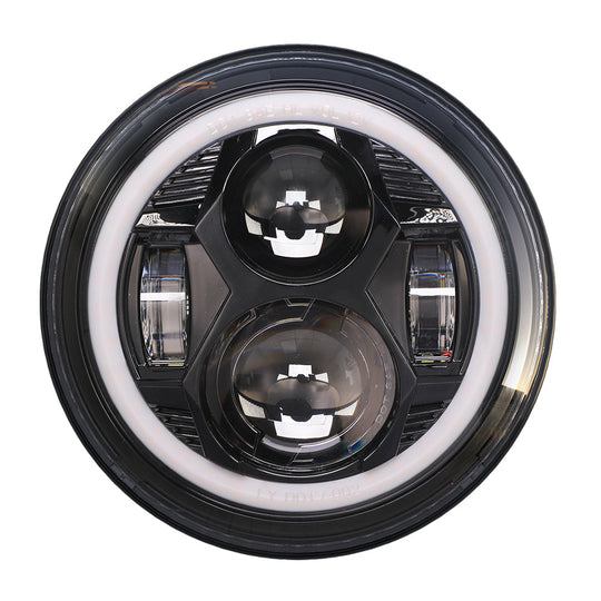 Hydrus 7" LED Headlight with Amber/White Halo - Black