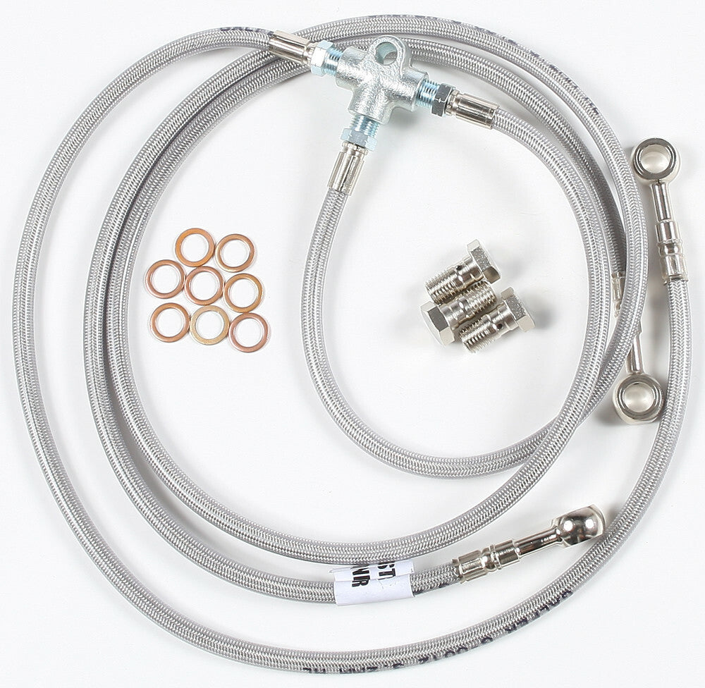 G Brakes Stainless Steel Brake Line - Honda TRX450R / ER - Front 3 Line Kit - 2 in Extended