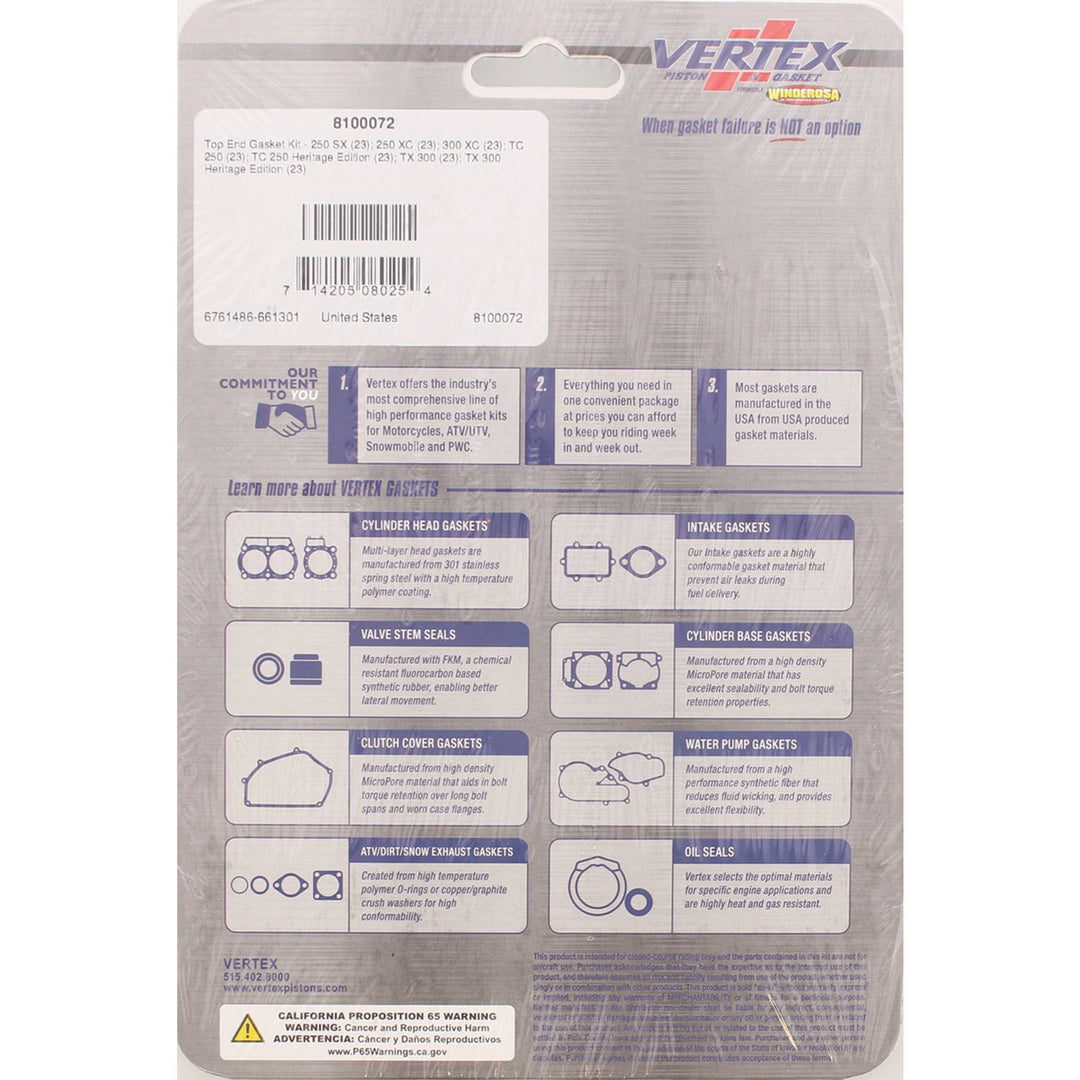 Vertex Top End Gasket Kit