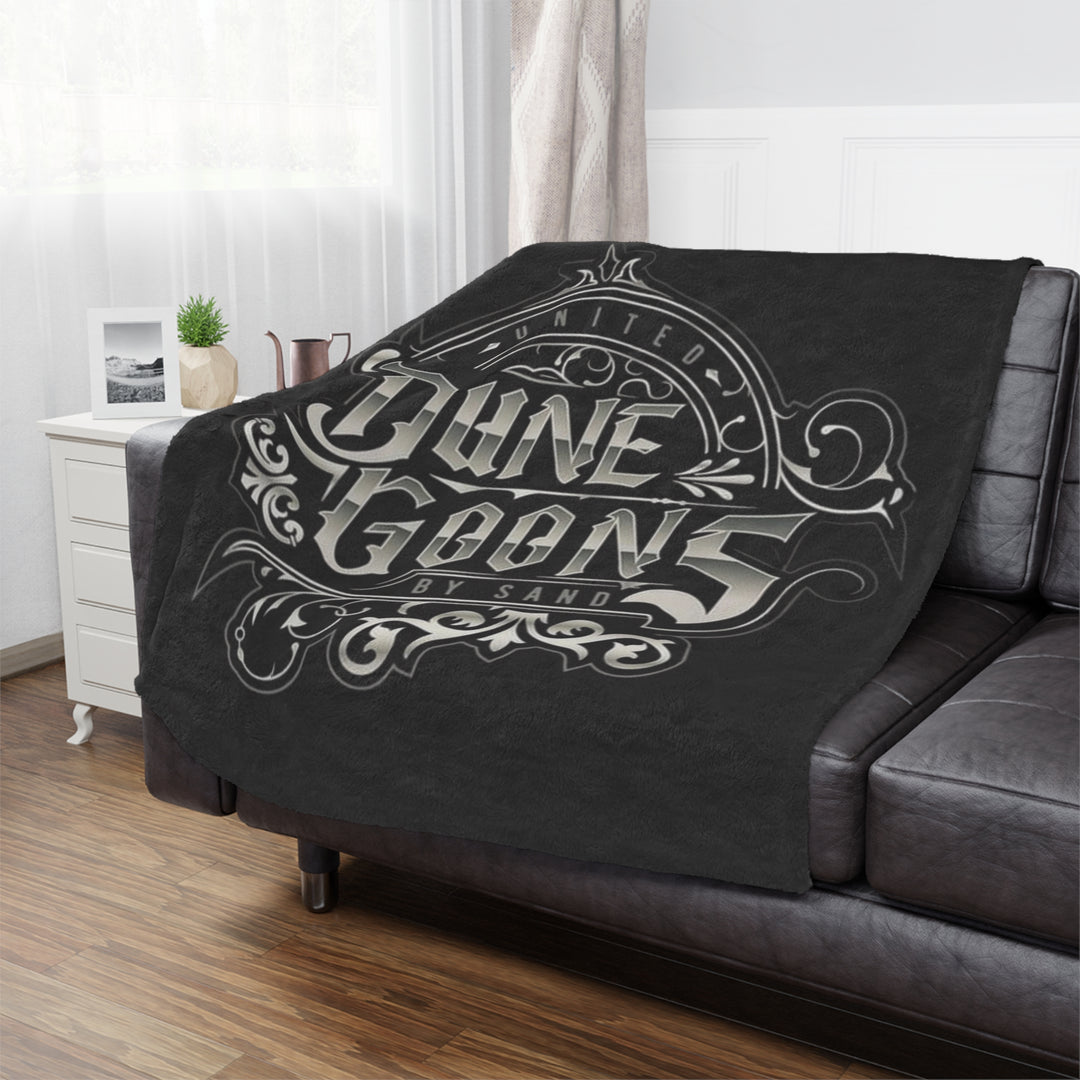 Minky Blanket — 'Dune Goons by Sand' Vintage Gothic Badges Plush Throw