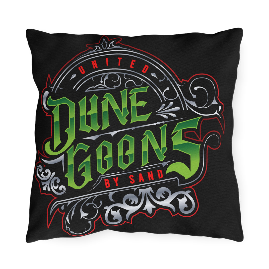 Dune Goons Outdoor Pillow — Bold Green Vintage Surf/Beach Accent