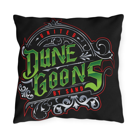 Dune Goons Outdoor Pillow — Bold Green Vintage Surf/Beach Accent