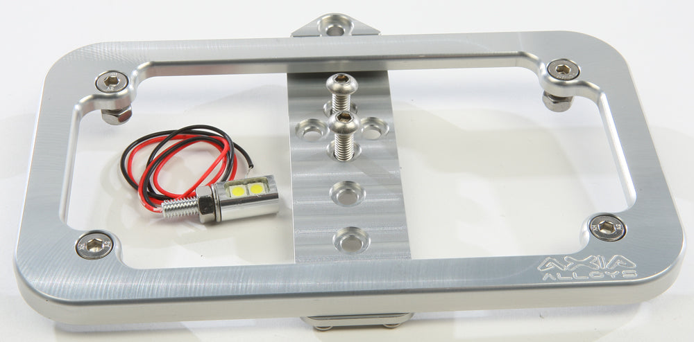 Axia Alloys Billet Lighted License Plate Frame - Bolt-On - Silver
