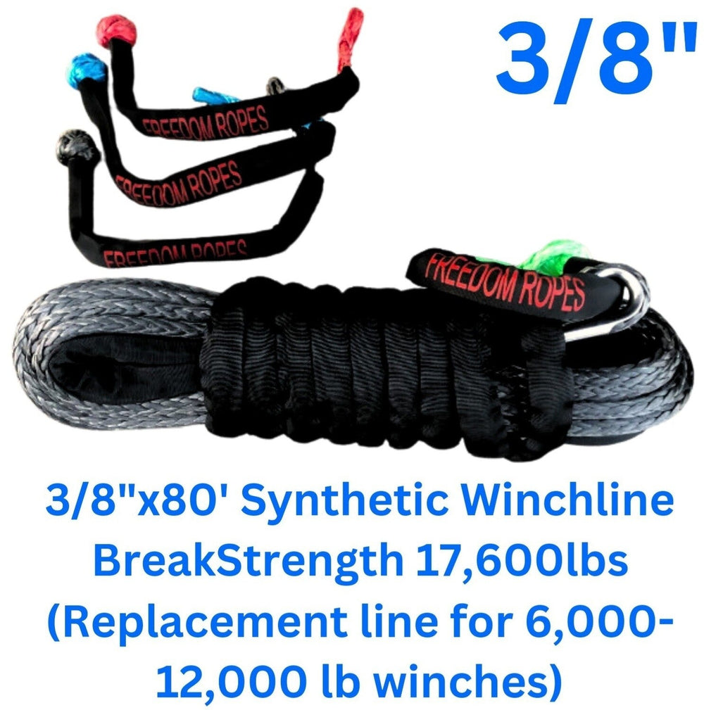3/8"x80' Freedom Winchline with Soft Shackle - Synthetic Winchline