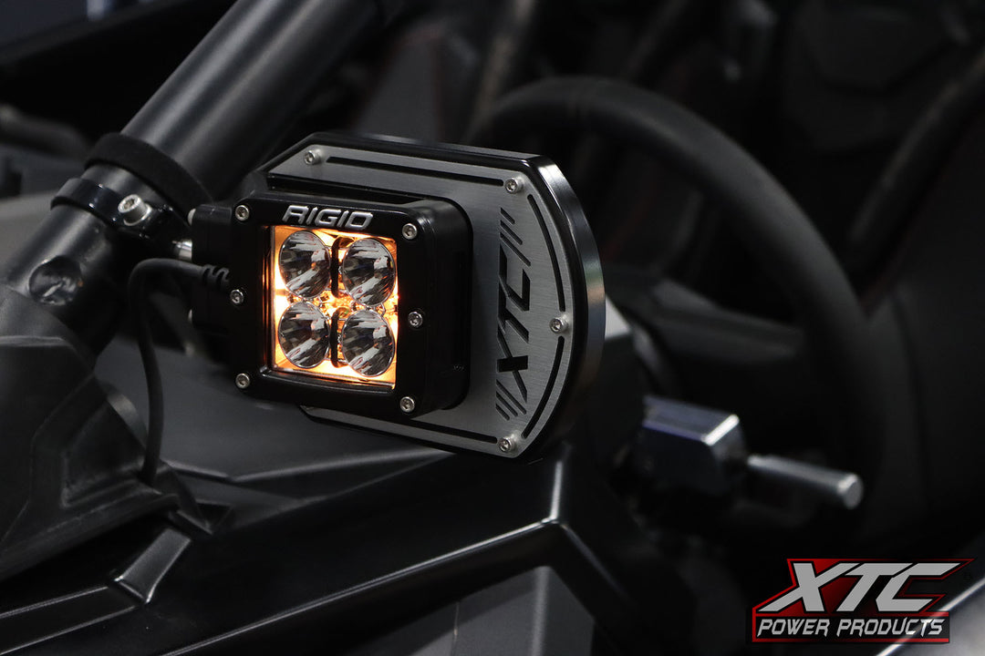 XTC SIX12 Billet UTV Side Mirrors with RIGID LED Light and Amber Backlight - Pair