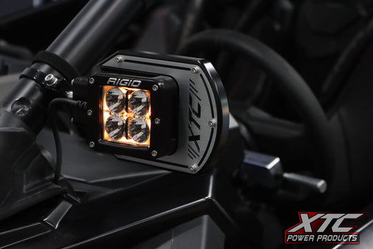 XTC SIX12 Billet UTV Side Mirrors with RIGID LED Light and Amber Backlight - Pair