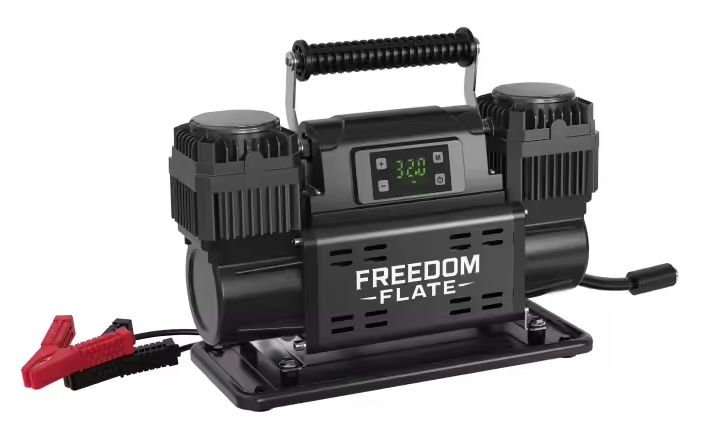 Freedom Flate 12V Dual Cylinder Auto Air Compressor (Black)