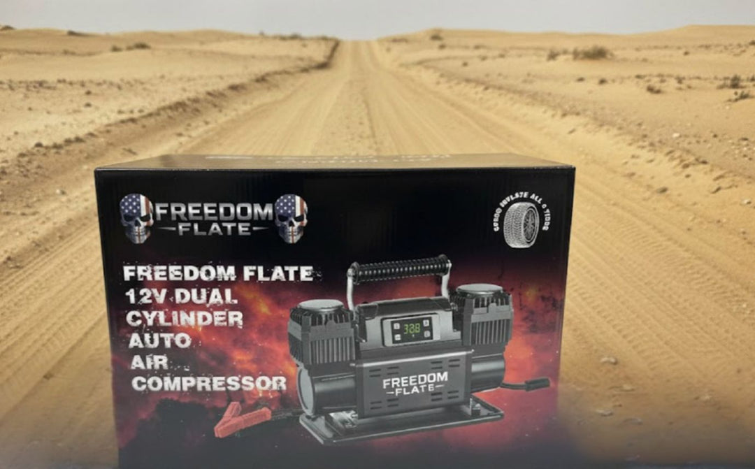 Freedom Flate 12V Dual Cylinder Auto Air Compressor (Black)