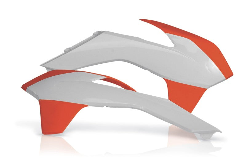 Acerbis Radiator Shroud - 13-16 KTM SX/SX-F/XC-F/EXC - Wht/Orange