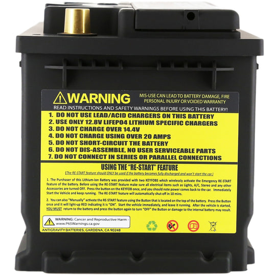 Antigravity H7/Group 94R Lithium Car Battery w/ Re-Start 80Ah AG-H7-80-RS