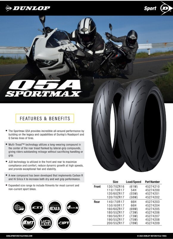 Dunlop Sportmax Q5A Front Tire - 120/70ZR17