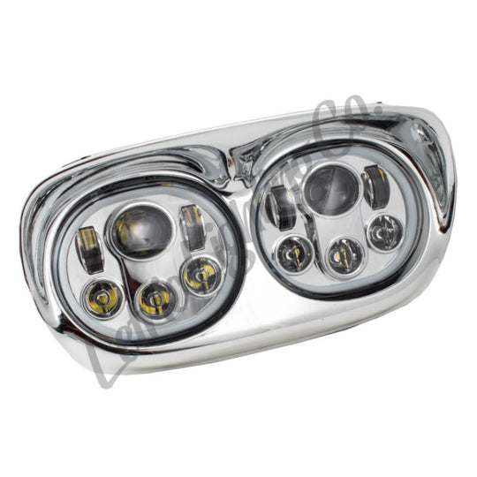 Letric Lighting Headlight Dual with Halo 5.75in Chrome - Harley-Davidson