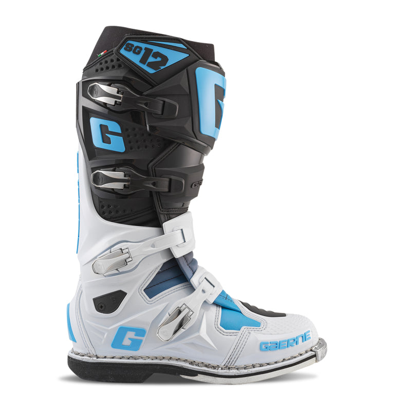 Gaerne SG12 Boot - Black/White/Carolina Blue - Size 8