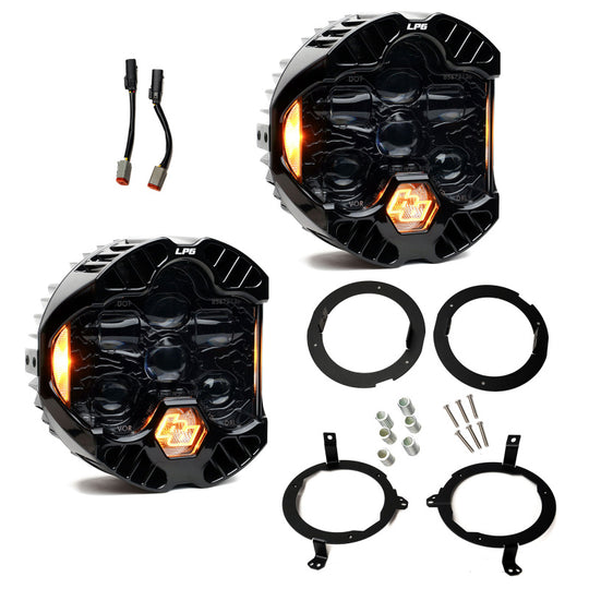 Baja Designs DOT LP6 LED Headlight Kit Amber - 2018-2025 Jeep Wrangler JL, Gladiator JT