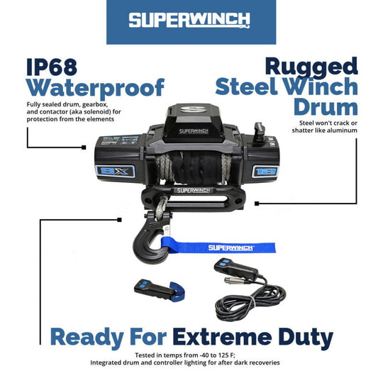 Superwinch SX12SR Synthetic Rope Winch - Semi Gloss Black
