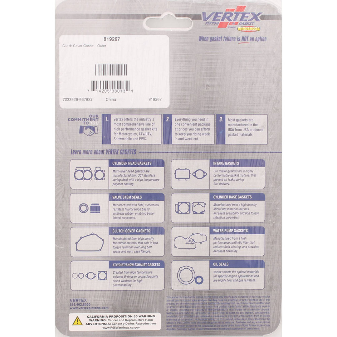 Vertex Clutch Cover Gasket