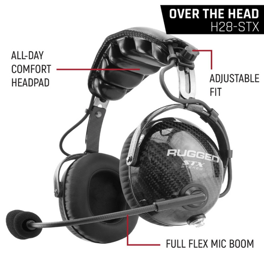 Rugged Radios AlphaBass H28 Carbon Fiber Over-The-Head Headset - STX/OFFROAD