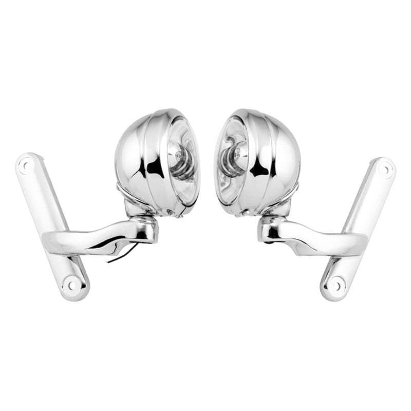 Letric Lighting 4.5in Passing Lamps Chrome/Chrome - Harley-Davidson
