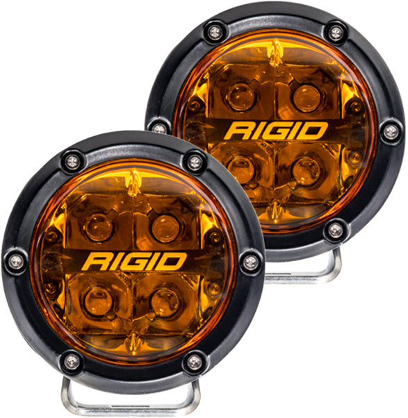 Rigid 360-Series Round LED Lights - 4 in Spot Amber Pro Pair