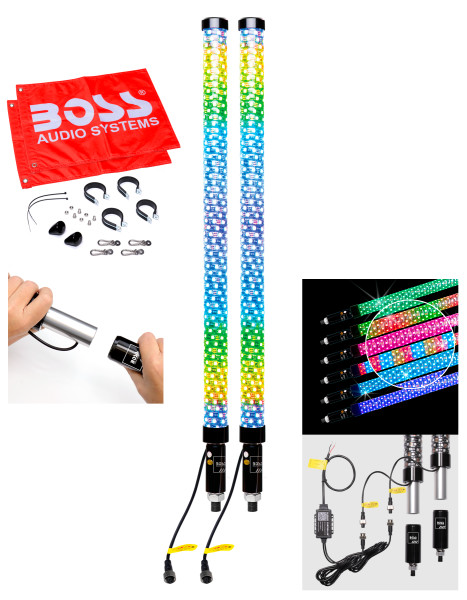 BOSS Audio Bluetooth 2 in FAT LED Whips - Pair