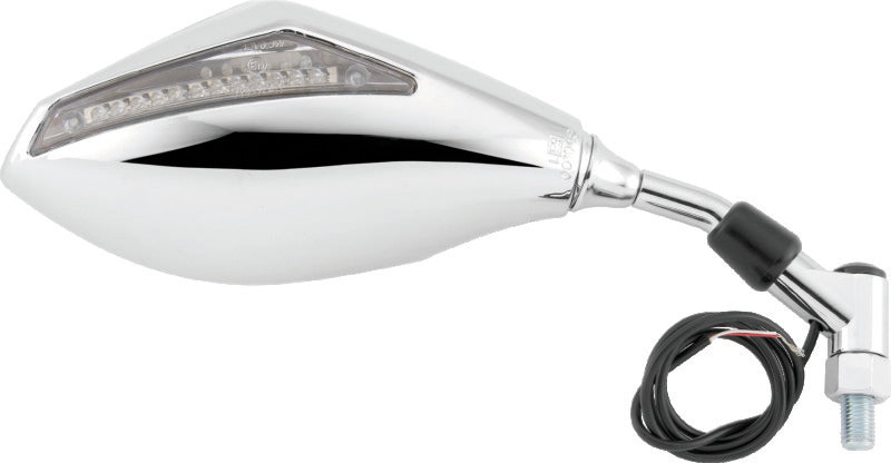 BikeMaster Universal Mirror with Integrated Turn Signals 10mm - Pair - Chrome