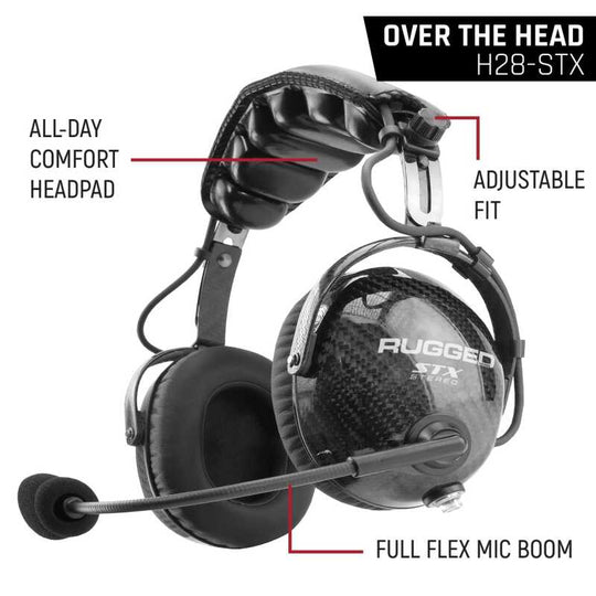 Rugged Radios AlphaBass H48 Carbon Fiber Behind-The-Head Headset - STX/OFFROAD