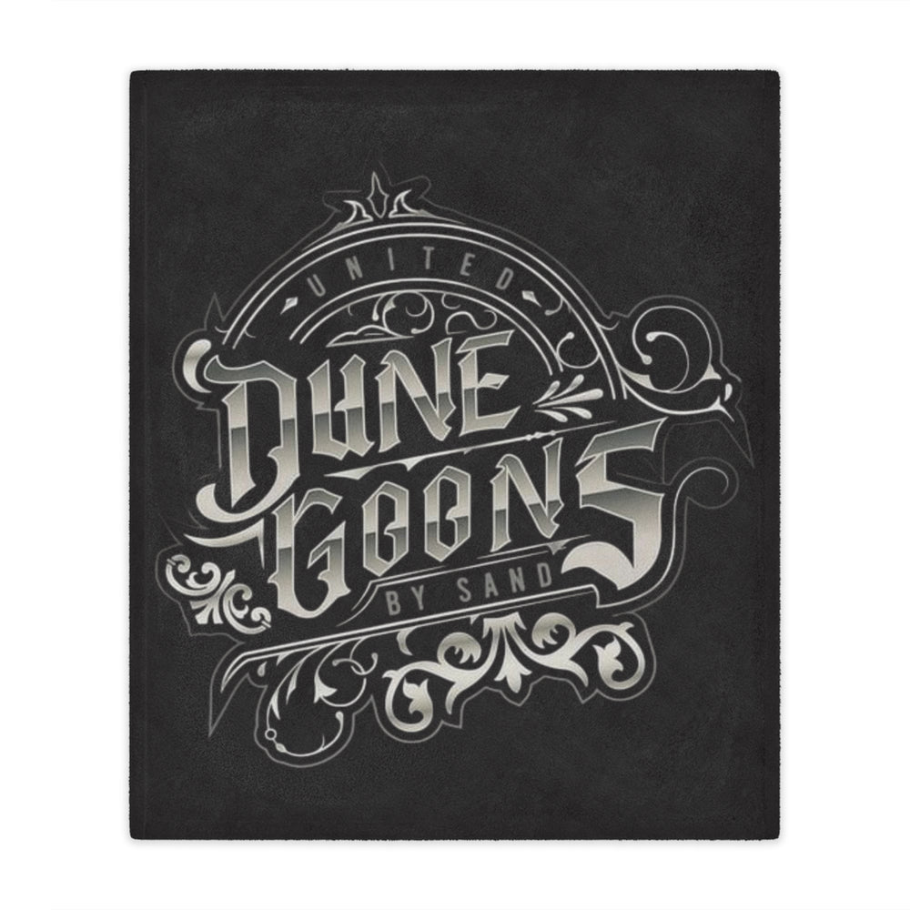 Minky Blanket — 'Dune Goons by Sand' Vintage Gothic Badges Plush Throw