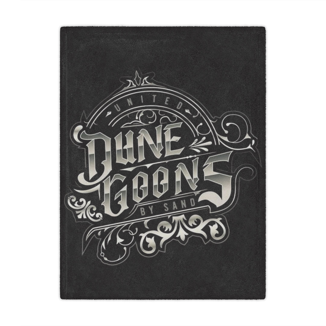 Minky Blanket — 'Dune Goons by Sand' Vintage Gothic Badges Plush Throw