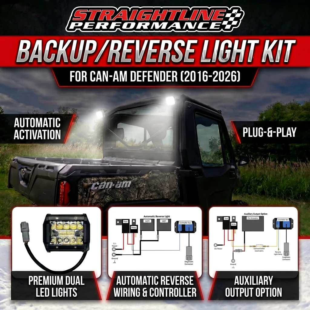 Straightline SmartWire Plug-and-Play Backup / Reverse Light Kit - Can-Am - Defender 2016-2026 - Dual Light with AUX Circuit