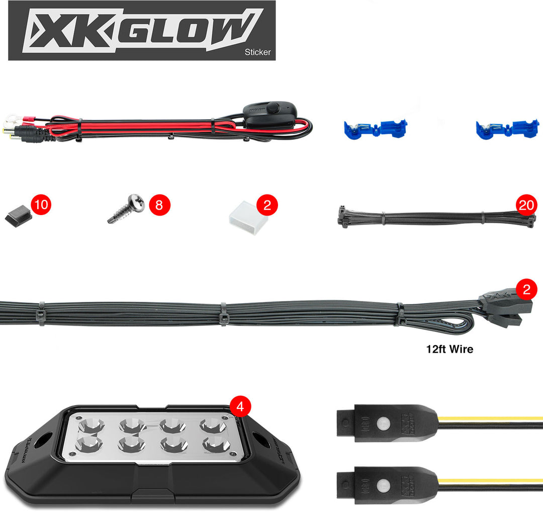 XK Glow RGB LED Rock Light Kit - XKchrome App Control - 4 Piece
