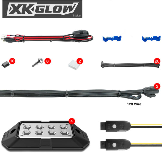 XK Glow RGB LED Rock Light Kit - XKchrome App Control - 4 Piece