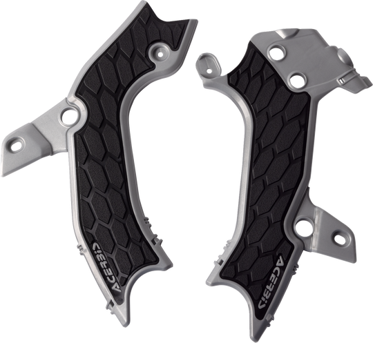Acerbis X-Grip Frame Guards Silver/Black - Kawasaki KX250F 2025