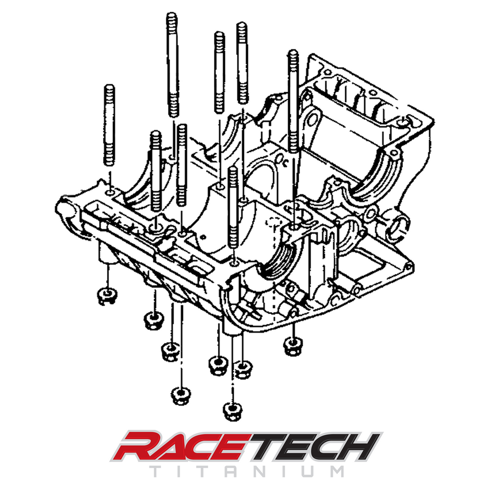 RaceTech Banshee Titanium Engine Case Kit - Lower Studs & Nuts Only (Stock Cases) - Yamaha YFZ350 Banshee 1987-2012